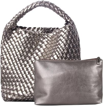 Picture of Women Woven Tote Bag Vintage Shoulder Bag Soft Foldable Top-Handle Fashion Handbag Composite Bag with Coin Purse